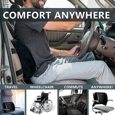 FORTEM Seat Cushion & Lumbar Support for Office Chair, Car, Wheelchair,  Memory Foam Pillow, Washable Covers 