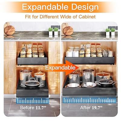 Pull Out Cabinet Organizer Fixed With Adhesive Nano Film,Heavy Duty Storage  and Organization Slide Out Pantry Shelves Sliding Drawer Pantry Shelf for