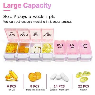 Betife Extra Large Supplement Organizer,Travel Weekly Pill Organizer  Bottle, Pill Dispenser with 7 Large Compartments, Organizer to Hold Monthly