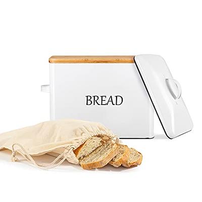 Meraki Home Bread Storage Container with 2 Lids, Cotton Bread Bag–Farmhouse  Bread Boxes for Kitchen Counter Airtight – Metal Box for Homemade Storage  (Glossy White) - Yahoo Shopping