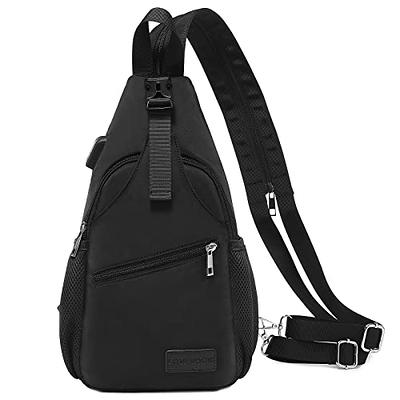 Crossbody Backpack Sling Bag for Men Women, Black Messenger