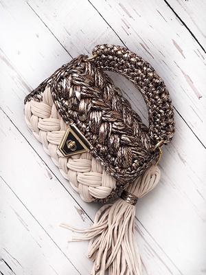 Metallic Bag/handmade Bag/hand Woven Bag/crochet Bag/knitted 