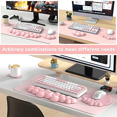 Keyboard Wrist Rest And Mouse Pad Wrist Support Set,Ergonomic Memory Foam  Wrist Pad & Non Slip Base For Home Office Working Studying Easy Typing,Rose