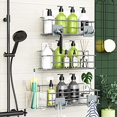 Cubilan Over The Shower Mounted 2-Tiers Bathroom Shower Caddies Hanging Shower Rack with Hooks and Soap Dish in Black