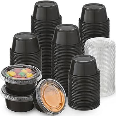 3.25oz Black Diposable Plastic Portion Cups with Lids, Jello Shots