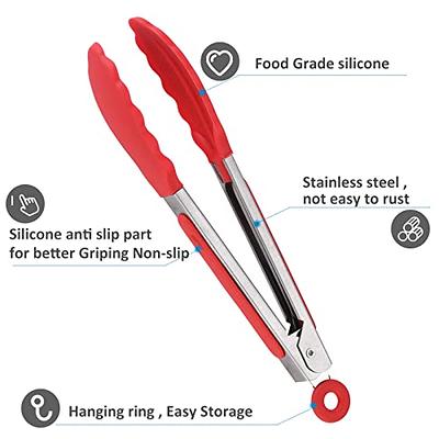 7 Inch Silicone Tongs Kitchen Tongs with Silicone Tips Mini Small Serving  Tongs Stainless Steel Cooking Tongs for Salad, Grilling, Frying and Cooking