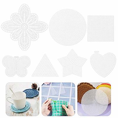  Cross Stitch Clear Plastic Canvas Kits, Aulufft 60 Pieces 6  Shapes Blank Mesh Canvas Sheets Kit Embroidery Plastic Canvas Craft Knit  Tools with 12 Colors Yarn