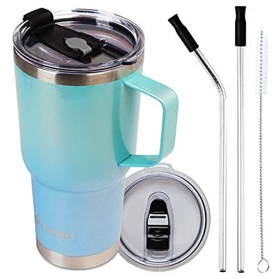 Zukro 32 oz Drinking Glass Tumbler with Handle, Iced Coffee Cup with Straw  and Lid, Reusable