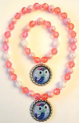 Gabby's Dollhouse Mercat Beaded Kids Necklace & Bracelet Set