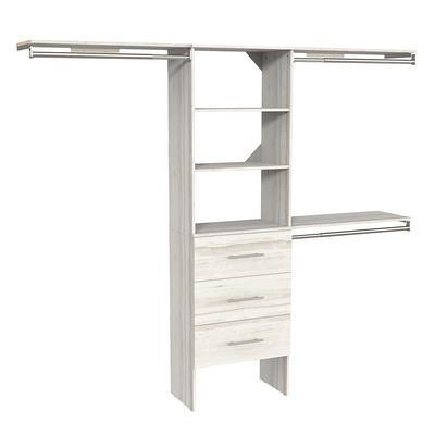 ClosetMaid Style+ 73.1 in W - 121.1 in W Coastal Teak Basic Wood Closet System Kit with Top Shelves and Modern Drawers