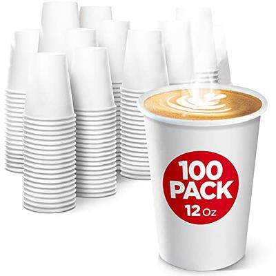 [100 Pack] 8 oz. White Paper Hot Cups, Coffee Cups