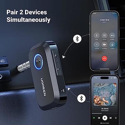 UGREEN Bluetooth Receiver for Car 5.0, Car Bluetooth Aux Adapter 3.5mm for  Music Streaming, Hands-free Calls with Mic, Dual Connection, Aux Bluetooth