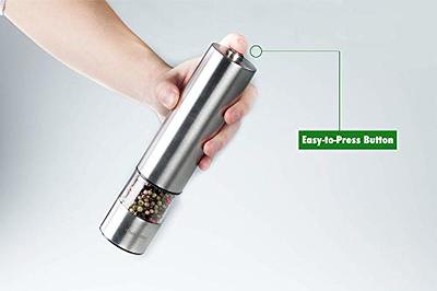 Electric Salt And Pepper Grinder Set - Battery Operated Stainless Steel  Mill With Light - Automatic One Handed Operation - Electronic Adjustable  Shake