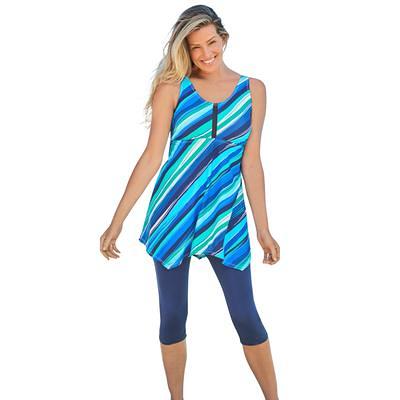 Plus Size Women's Chlorine Resistant Racerback Tankini Top by