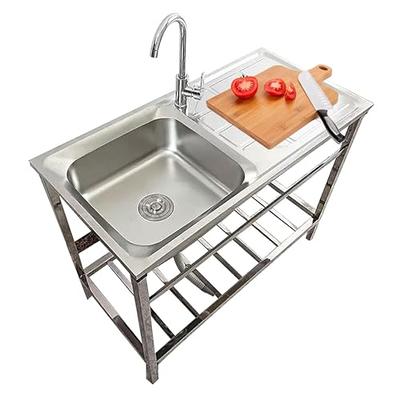  Kitchen Sink and Cabinet Combo,Utility Laundry Sink with  Stainless Steel Basin,Bathroom Vanity Aluminum Base Cabinet,Single  Freestanding Garage Sink with Storage,for Restaurant,Laundry Room,Outdoor (  : כלי עבודה ושיפוץ ביתי