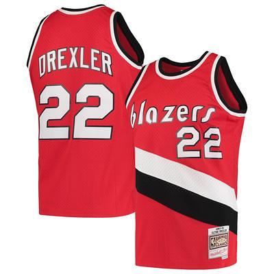 Men's Mitchell & Ness Clyde Drexler Red Portland Trail Blazers Hardwood Classics Swingman Jersey Size: Small