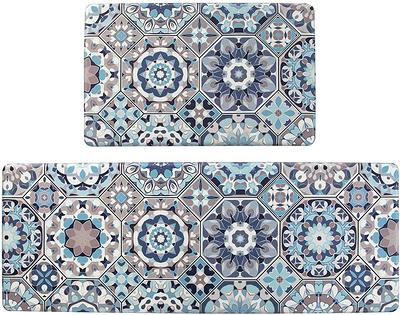 Anti Fatigue Kitchen Mat Set Of 2 Blue Cushioned Rugs Comfort