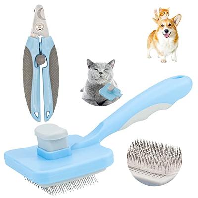 Cat Brush Dog Brush with Release Button,Self Cleaning Cat Brush for  Shedding Long or Short