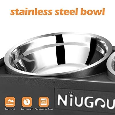 Siooko Elevated Dog Bowls for Large Dogs Medium Small Sized Dog , Wood Raised  Dog Bowl Stand with 2 Stainless Steel Dog Bowls, Dog Food Bowl and Dog  Water Bowl Non-Slip Feet (