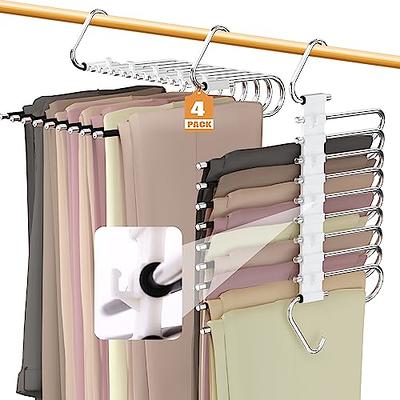 LAOYBLES Upgrade 9 Layers Pants Hangers Space Saving, Set of 4 Closet  Organizer for Jeans Trousers Skirts Scarf, Multi Purpose S-Type Hanger with  Hooks(White) - Yahoo Shopping