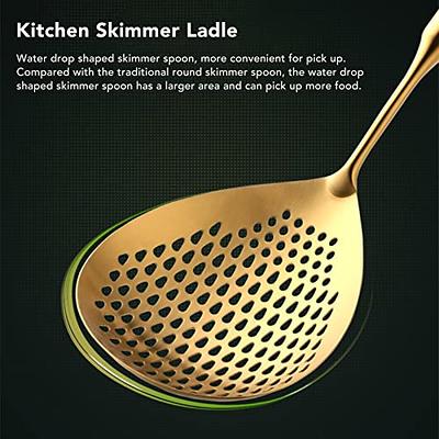 Skimmer Slotted Spoon 304 Stainless Steel Colander Skimmer Ladle with Long  Handle Food Grade Frying Strainer Spoon for Kitchen Cooking Baking(Gold) -  Yahoo Shopping