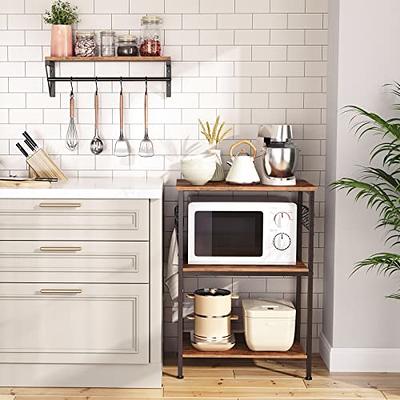 Multifunctional Kitchen Shelf with 8 Hook Microwave Ovens with