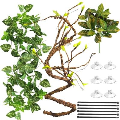 iplusmile 2 Sets Pet Landscaping Vines Fake Vines for Reptile Terrarium  Artificial Vine Reptile Safe Fake Plant Hanging Plants Green Decorations  Fake