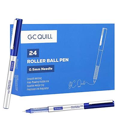 GC QUILL Rollerball Pens, Pack of 24, 0.5mm Black Liquid Ink Pens for  Bullet Journaling, Fine Point Rollerball, Office Supplies for Writing,  Taking