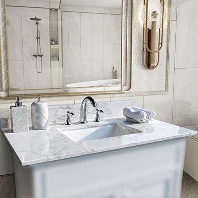 Eviva Navy 36 inch Deep Blue Bathroom Vanity with White Carrera Counter-top  and White Undermount Porcelain Sink