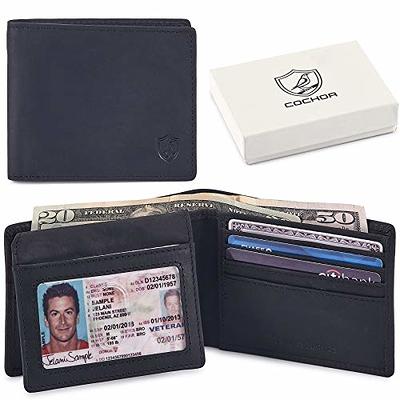 Brown Bifold Wallet for Men With ID Window and RFID Blocking - Stealth Mode  Leather