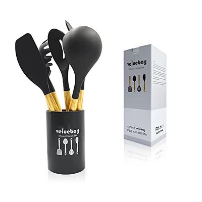 Smirly Silicone Kitchen Utensils Set with Holder: Silicone Cooking