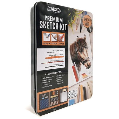 Norberg & Linden Drawing Set - Sketching and Charcoal Pencils - 100 Page Drawing Pad, Kneaded eraser. Art Kit and Supplies for Kids, Teens and Adults