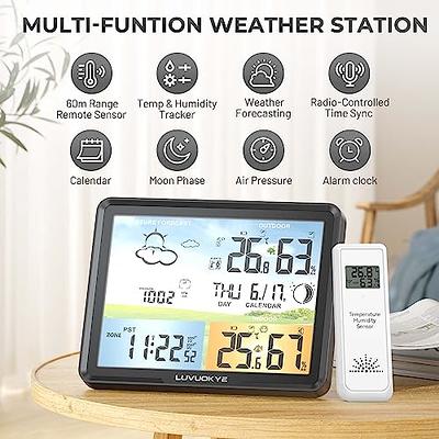 Weather Stations Wireless Indoor Outdoor Thermometers, Color Display  Digital Atomic Clocks with Indoor Outdoor Temperature, Weather Thermometers  with Multiple Sensors and Adjustable Backlight - Yahoo Shopping