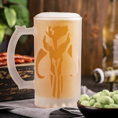 Mandalorians Sandblasted Glass Beer Stein, 17 oz, Frozen Glass, Gift For  Him, Gamer Gifts, Beer Mug Glass, Geek Groomsmen Gift, Gift Ideas For Men