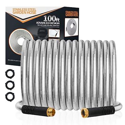 360Gadget 100 Foot Garden Hose 304 Stainless Steel Metal Water Hose :  : Garden & Outdoors