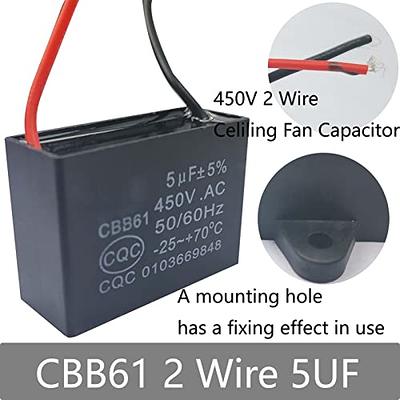 Cbb61 Ceiling Fan Capacitor 2 Wire 5uf