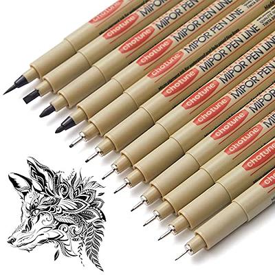 TWOHANDS Art Pens,Fineliner Ink Pens,Set of 12 Technical Drawing  pen,Pigment Pen,Fine Point,Black,Waterproof,for Art  Watercolor,Sketching,Anime,Manga