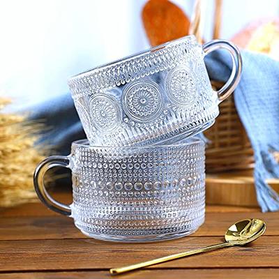 Vintage Coffee Mugs, Overnight Oats Containers with Bamboo Lids