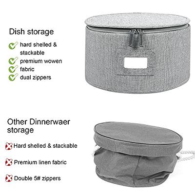 storageLAB China Storage Set, Hard Shell and Stackable, for Dinnerware Storage and Transport, Protects Dishes Cups and Mugs, Felt Plate