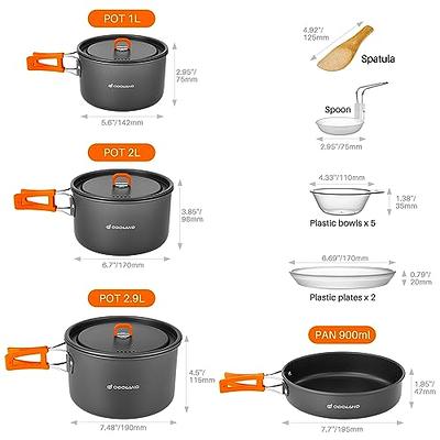 Odoland 15pcs Camping Cookware Non-Stick Lightweight Camping Pots and Pans  Set with Plastic Plates Bowls Soup Spoon for Camping, Backpacking, Outdoor  Cooking and Picnic - Yahoo Shopping