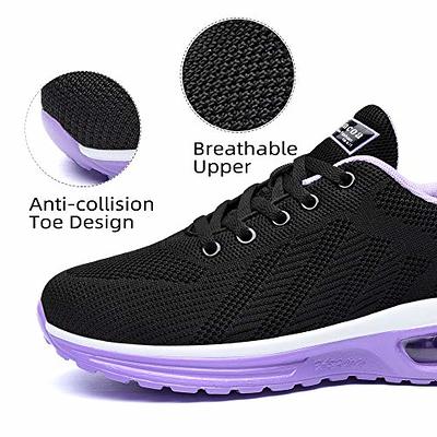 YHOON Women's Slip On Walking Shoes Breathable Lightweight Mesh Casual  Running Jogging Sneakers Air Cushion All Black,5.5