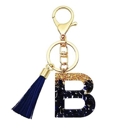 Light Blue Glitter Letter Initial Keychains