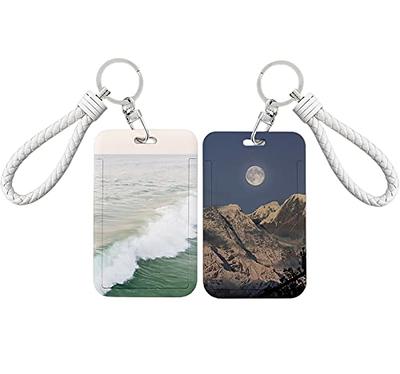 Card Sleeves with Key Chain 2 Packs Scenery Card Holder with Clear