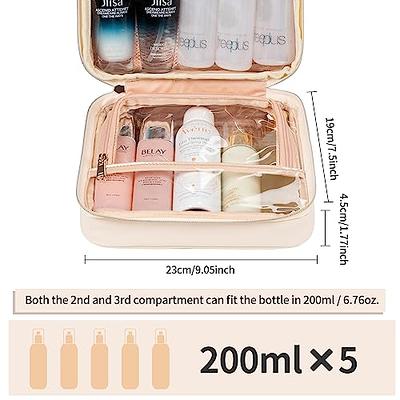 CUBETASTIC Travel Toiletry Bag, Portable Makeup Bag with Hanging Hook  Waterproof Cosmetic Organizer Case 3 Compartment Leather Pouch for  Toiletries