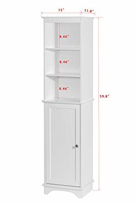 Spirich Home Tall Corner Cabinet with Two Doors and Three Tier Shelves,  Free Standing Corner Storage Cabinet for Bathroom, Kitchen, Living Room or
