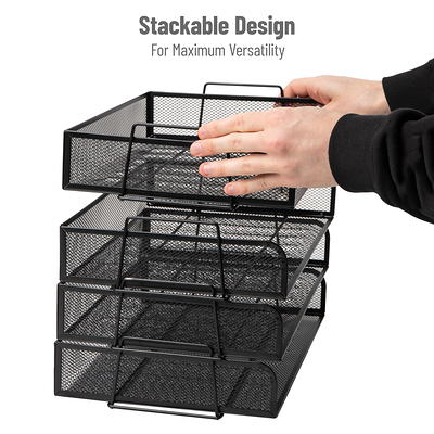 Mind Reader Network Collection, 2-Tier Paper Tray, Letter Size, Stackable,  File and Document Holder, Desktop Organizer, Metal Mesh, Black