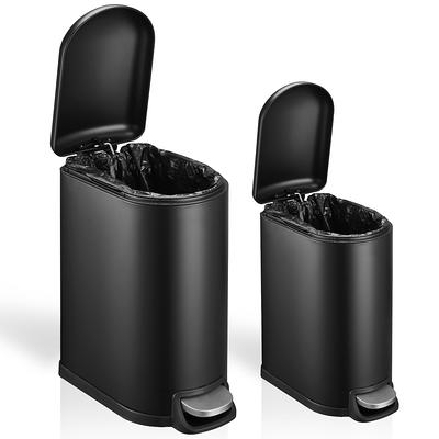 happimess Beni Kitchen Trash/Recycling 16-Gallon Double-Bucket Step-Open  Trash Can, Black