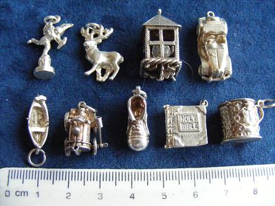 Antique Vintage Charms Sterling Silver Charm Bracelet