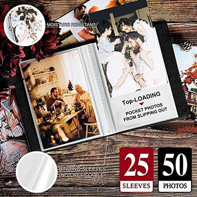 Lanpn Photo Album 5x7 2 Packs, Linen Cover Small Acid Free Top Load Pocket  Photo Book Picture Album Holds 52 Vertical Only 5 x 7 Picture (Black)