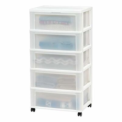 IRIS White 5-Drawer Storage Cart With Organizer Top